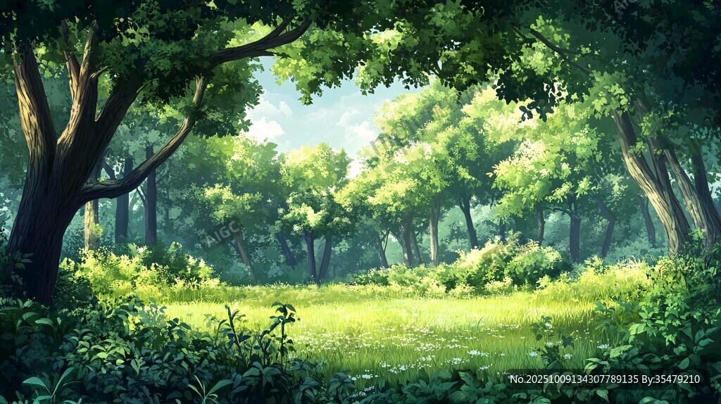翠綠森林中的靜謐自然之景
