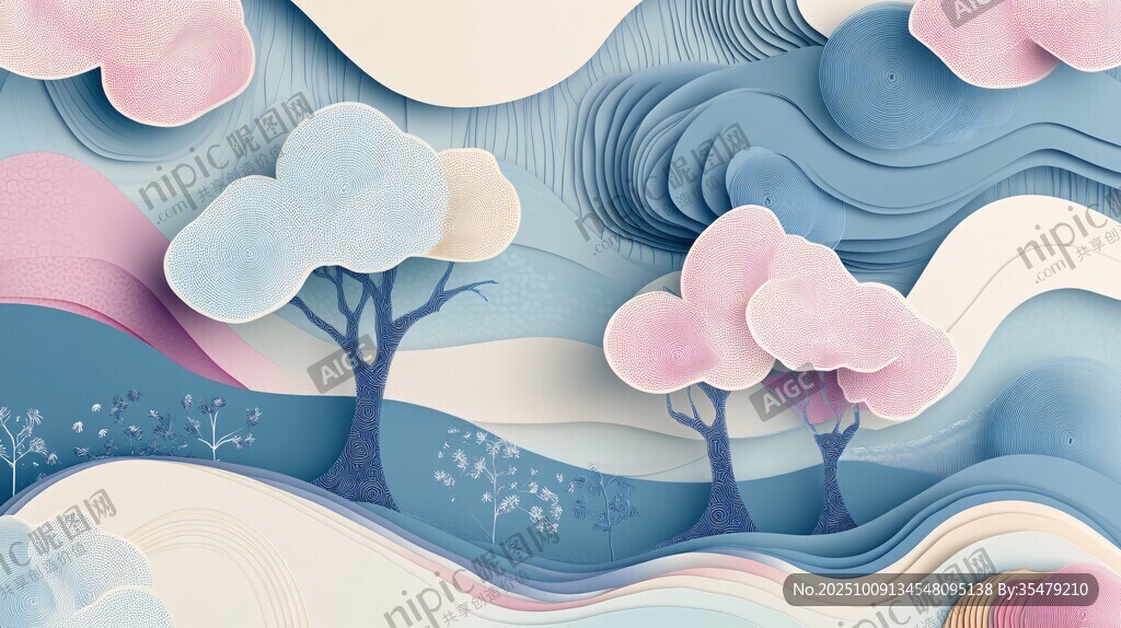 夢幻紙藝風(fēng)的自然風(fēng)景圖