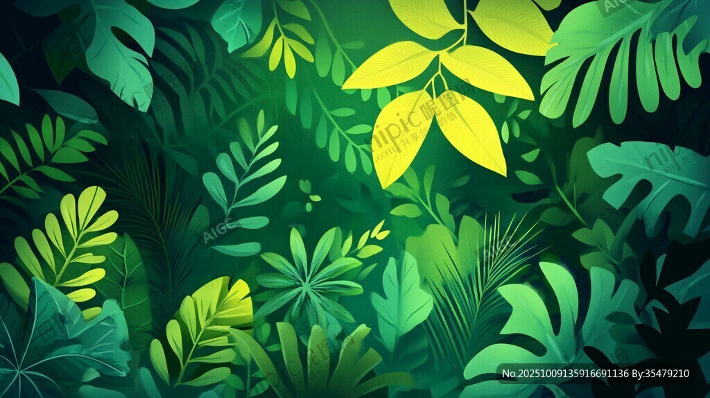 夢幻綠意叢林背景圖