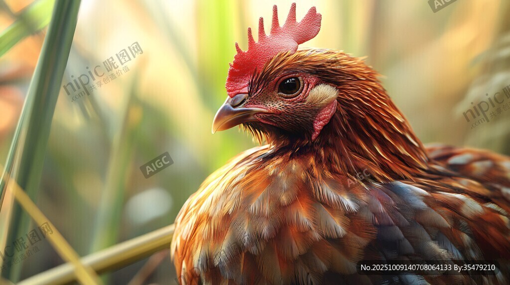特寫(xiě) 田園中絢麗多姿的母雞