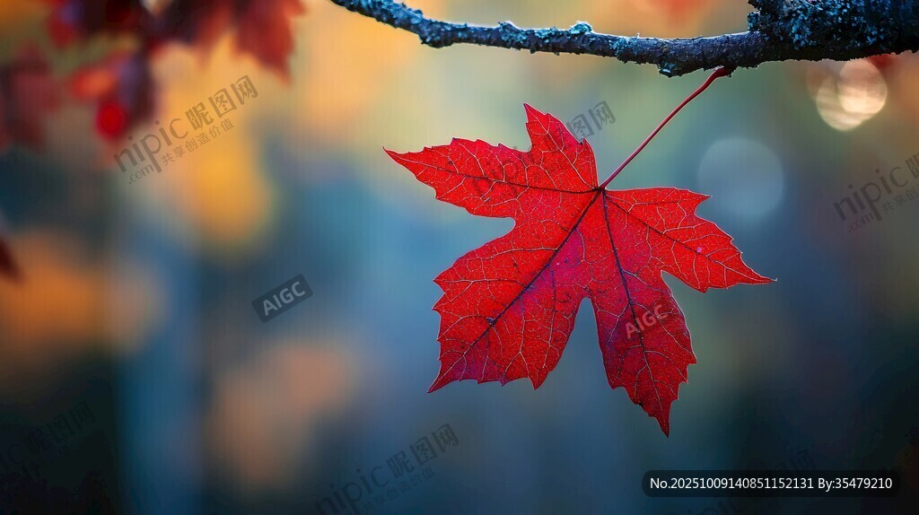 枝頭紅楓葉 秋意正濃
