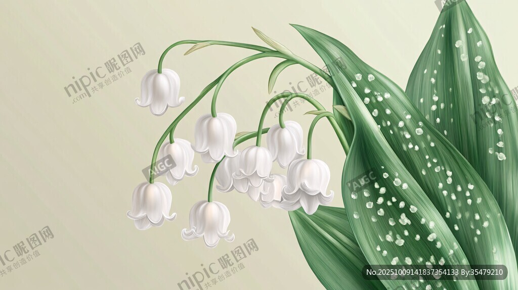鈴蘭花枝綻放 清新雅致