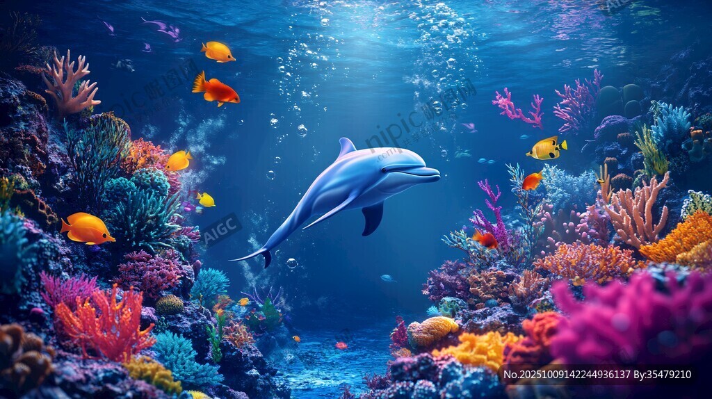 海豚暢游繽紛海底世界