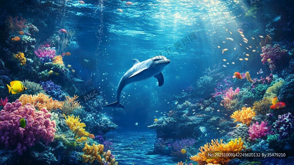 夢(mèng)幻海底世界中的海豚
