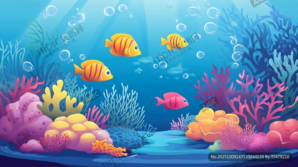 夢幻海底世界的多彩魚群