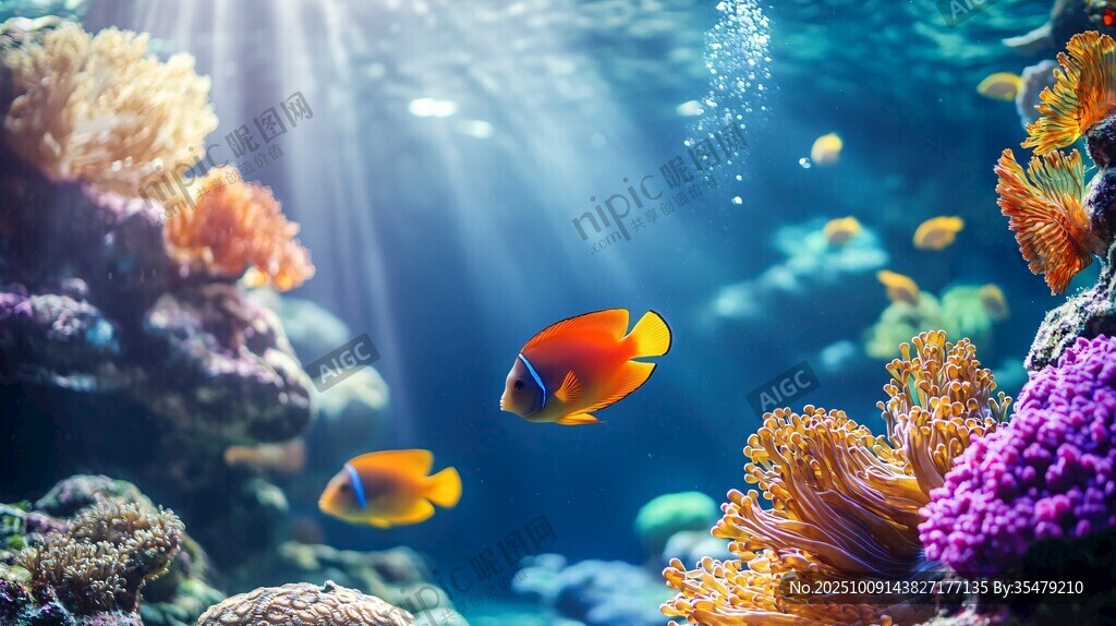 夢幻海底世界的繽紛魚群