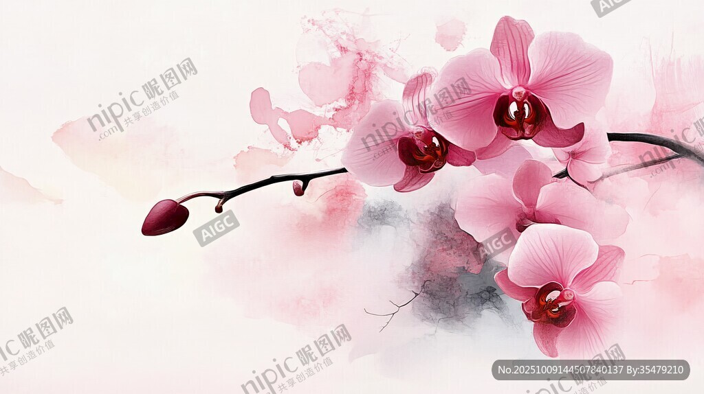 夢幻粉色蝴蝶蘭花卉圖