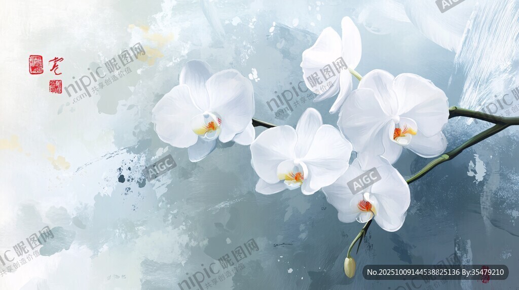水墨白蝶蘭 清雅中式意境