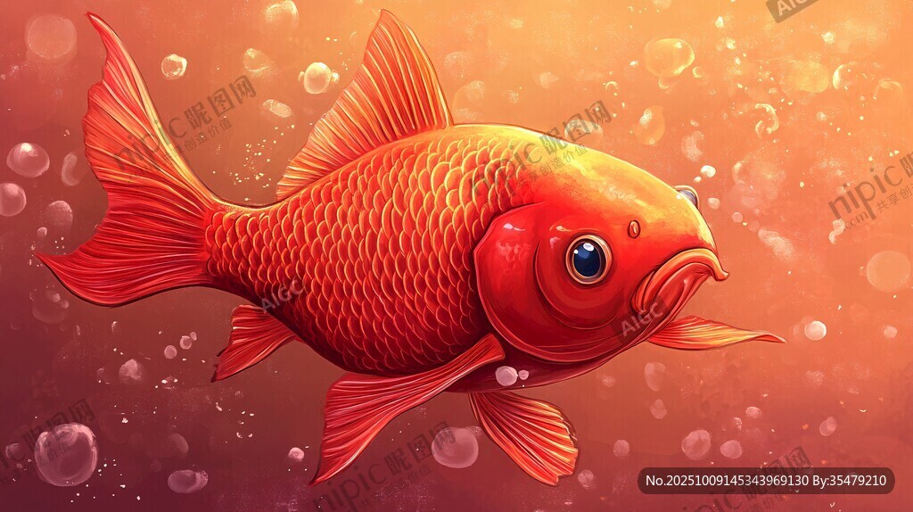 游動(dòng)的紅色金魚
