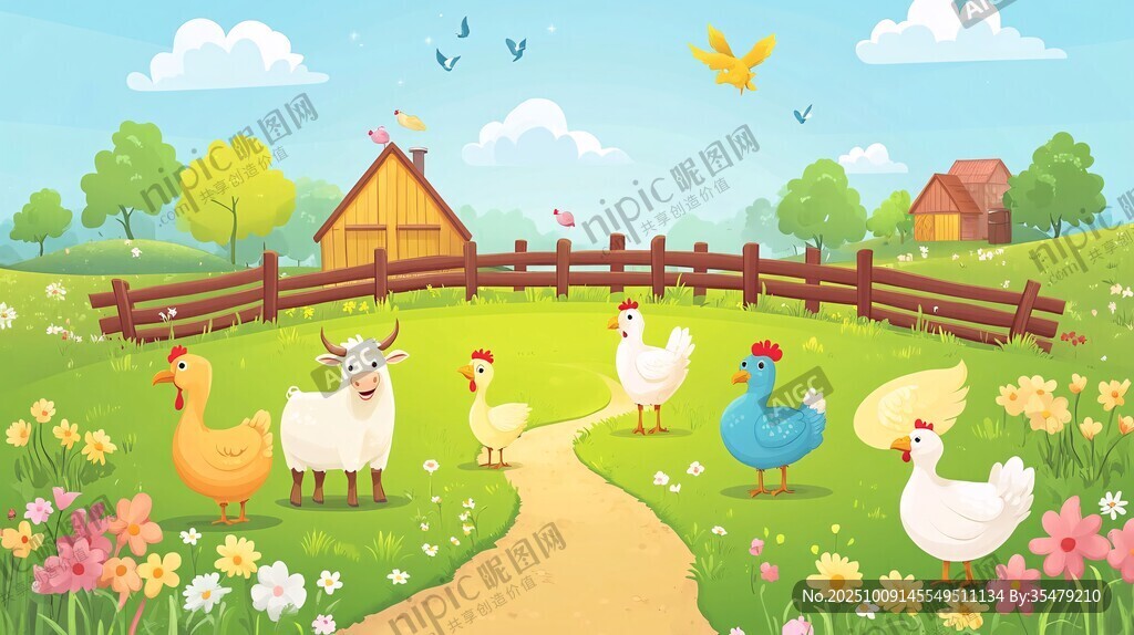 田園牧歌 農(nóng)場動物歡樂圖景