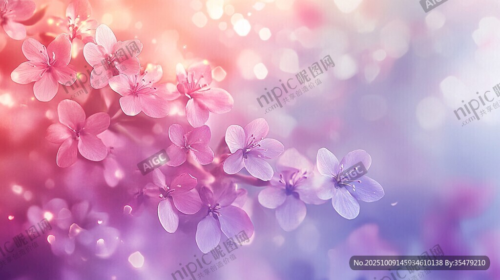 夢(mèng)幻粉紫櫻花浪漫背景