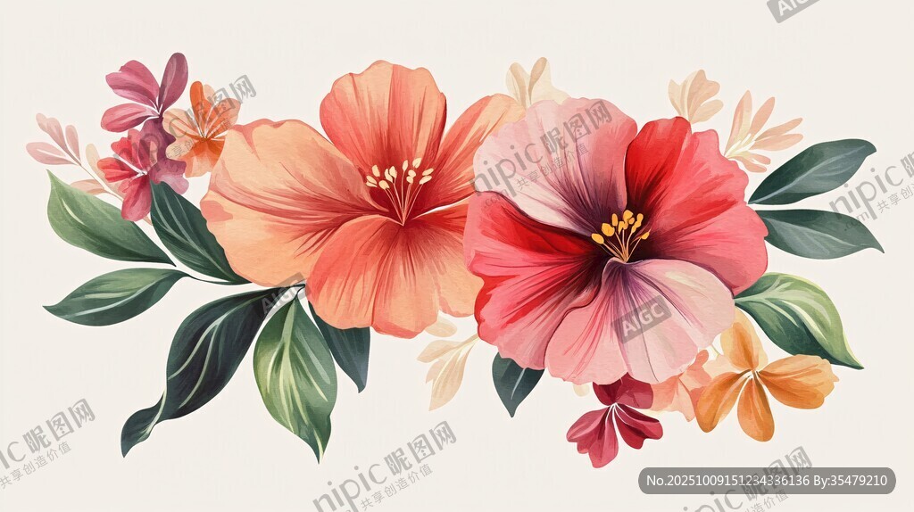 繽紛花卉插畫(huà)