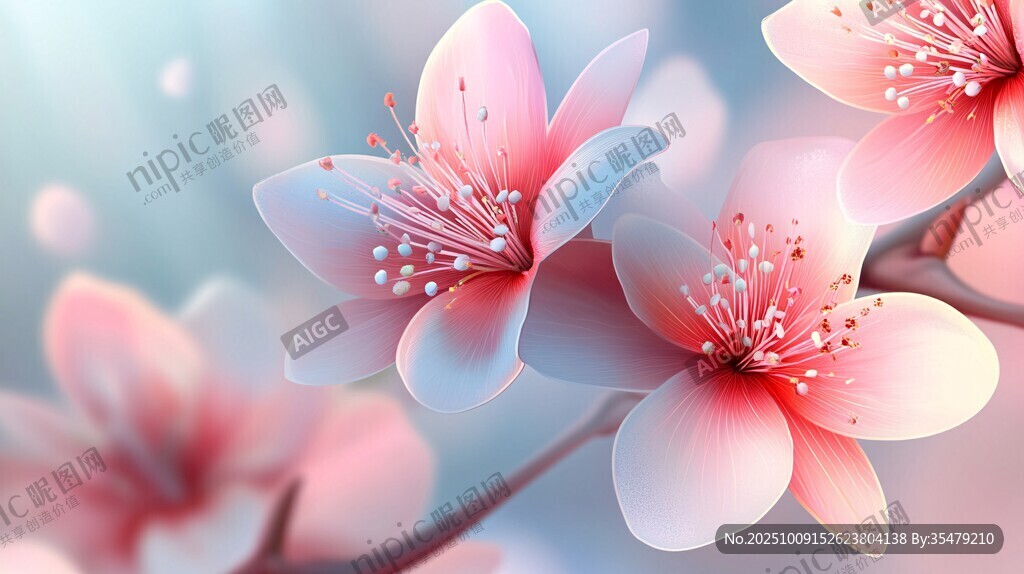 粉嫩桃花綻放枝頭