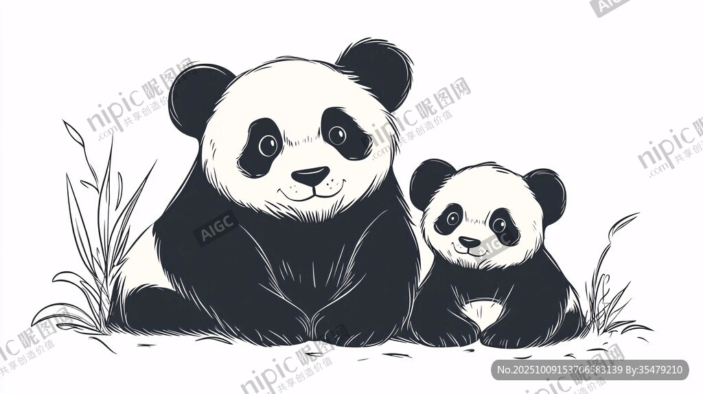 熊貓母子溫馨依偎畫面