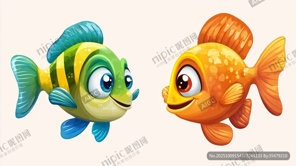 可愛(ài)雙色小魚(yú)對(duì)視畫(huà)面