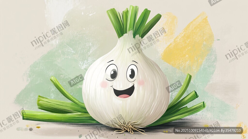 微笑的卡通大蒜超可愛