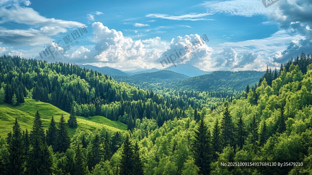翠綠山林間的壯闊自然美景