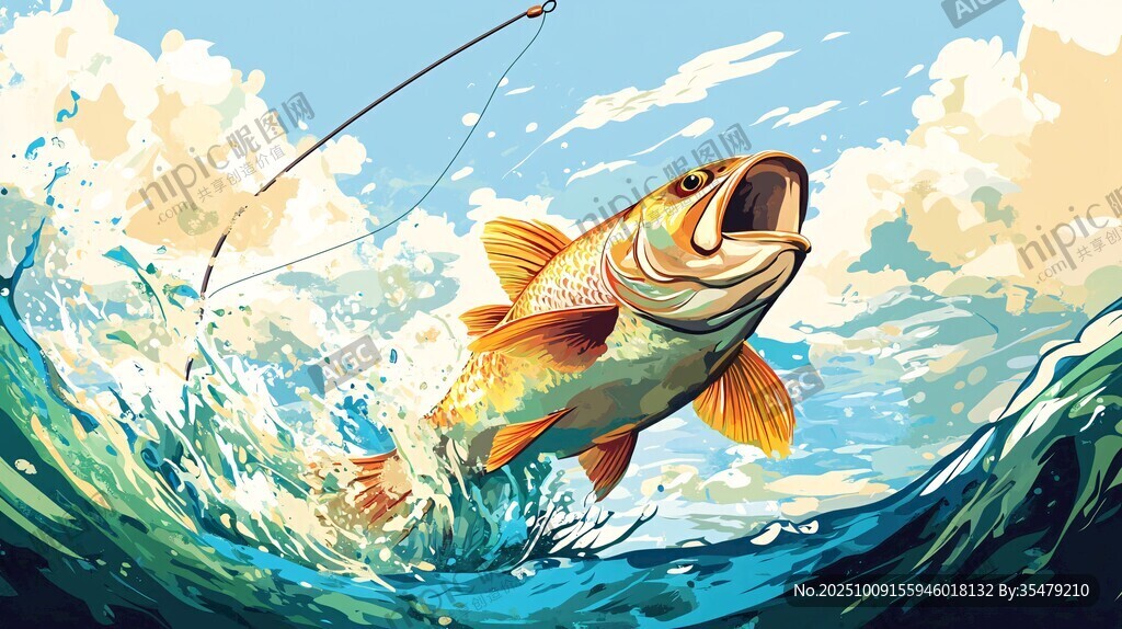 躍出水面的金黃大魚(yú)