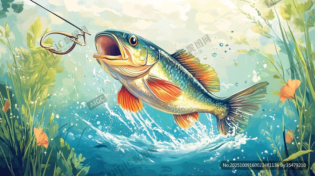 躍出水面的彩色大魚