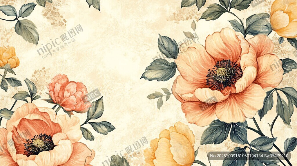 復(fù)古花卉圖案背景圖