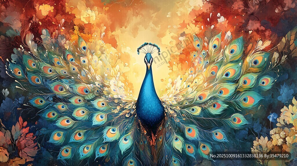 夢(mèng)幻孔雀綻放絢爛羽色