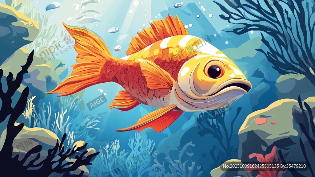 暢游海底的絢麗金魚(yú)