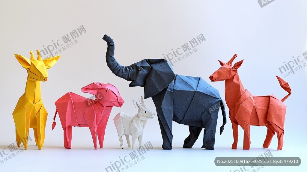 多彩折紙動物展示