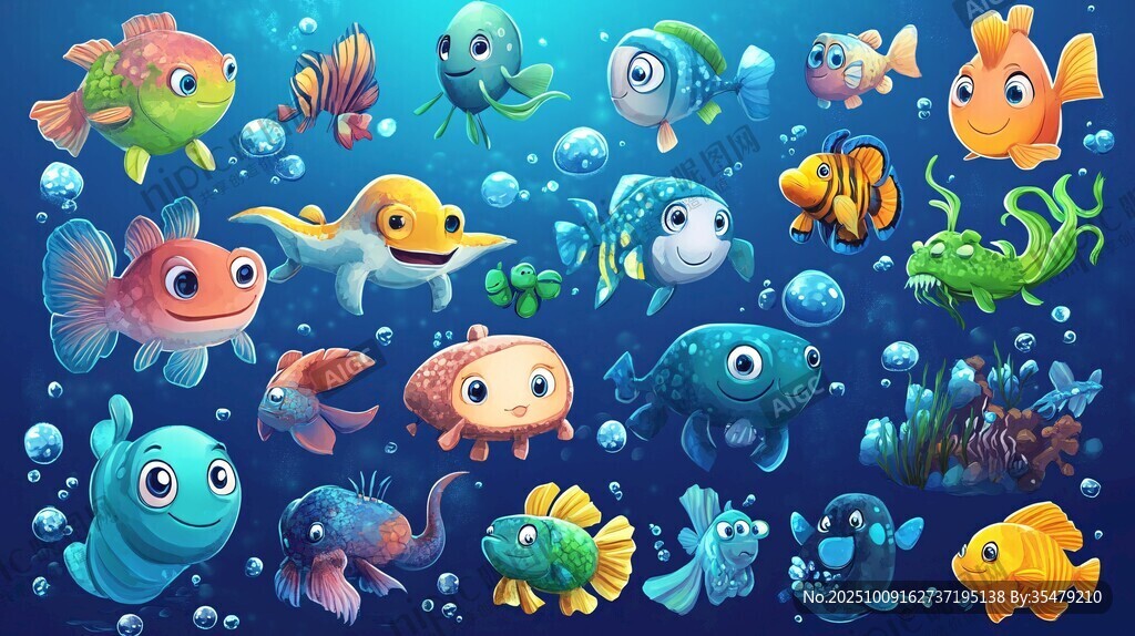 可愛多彩海底魚類大集合