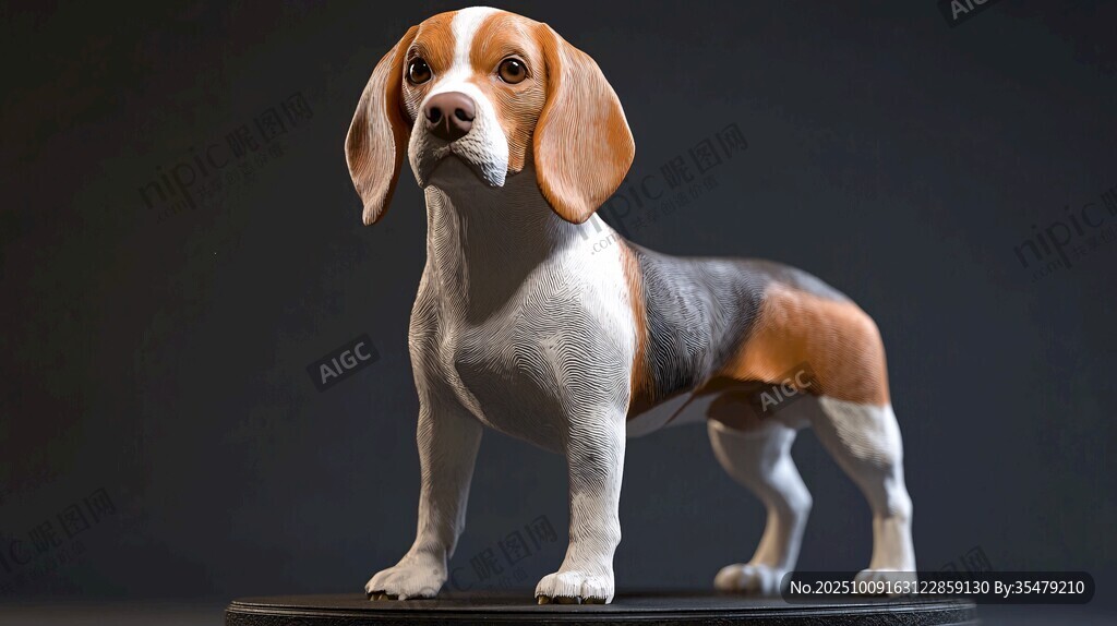 可愛比格犬雕塑展示