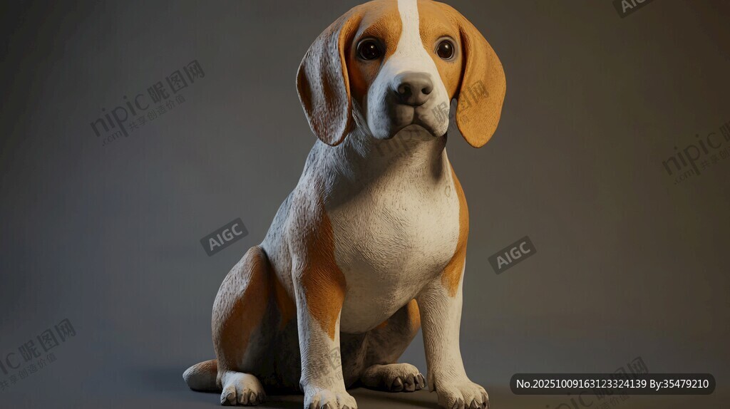 可愛小獵犬的逼真3D形象