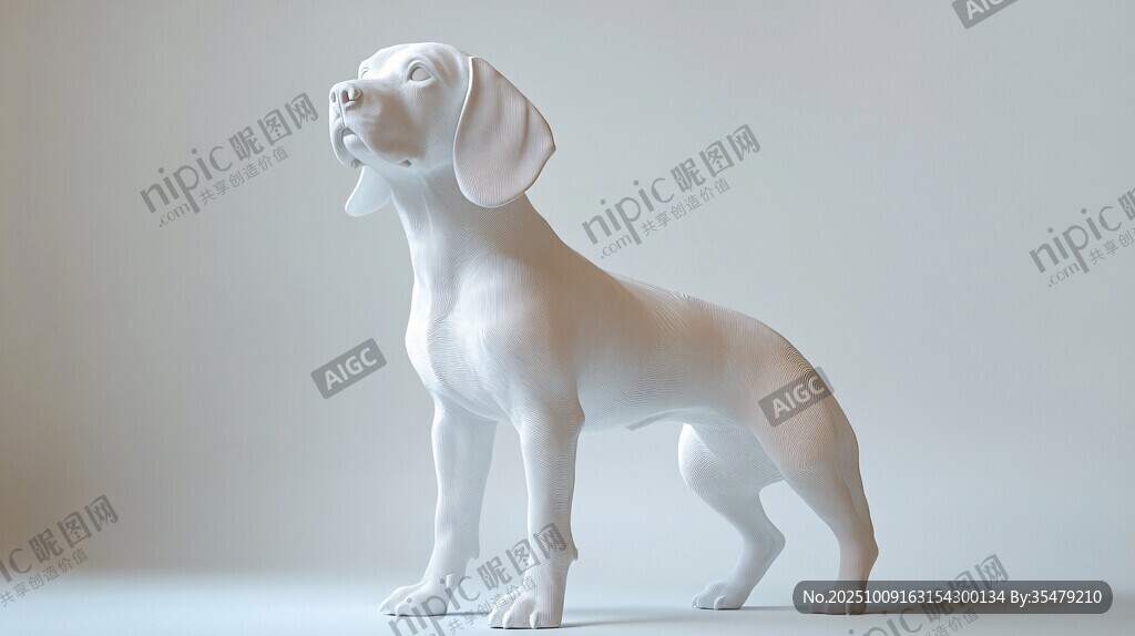 白色小狗雕塑 姿態(tài)優(yōu)雅