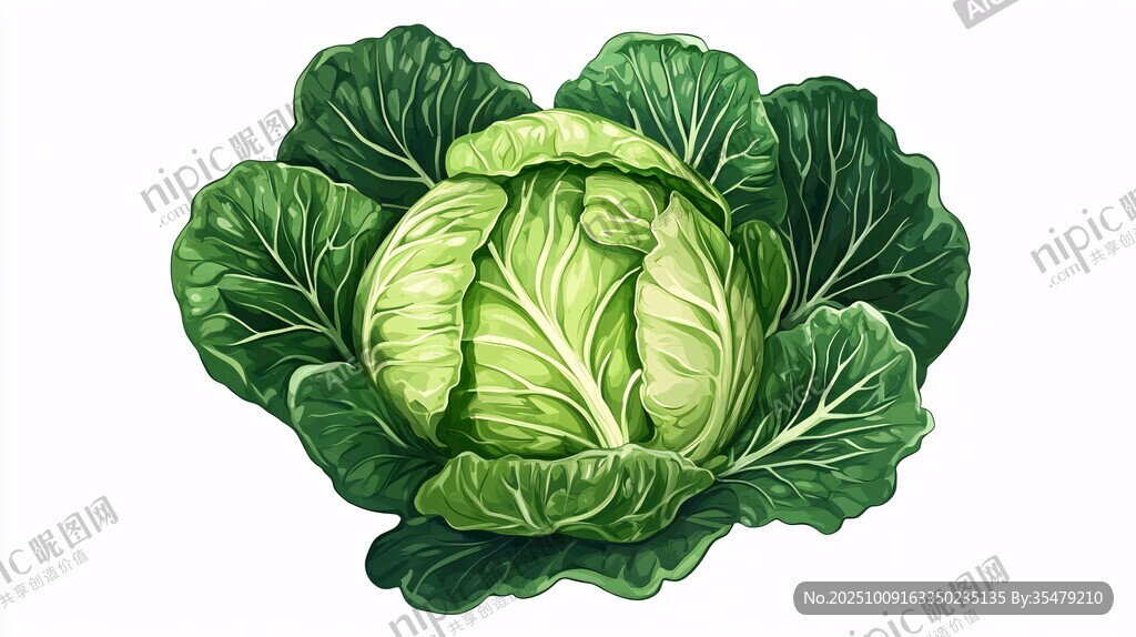 新鮮卷心菜插畫