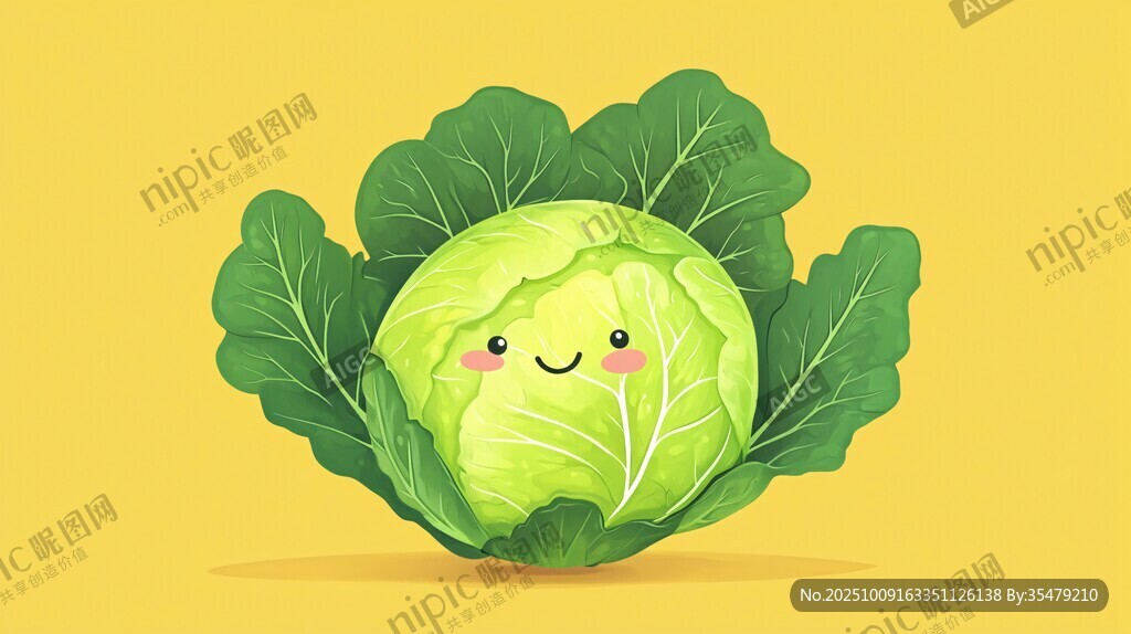 可愛卷心菜插畫