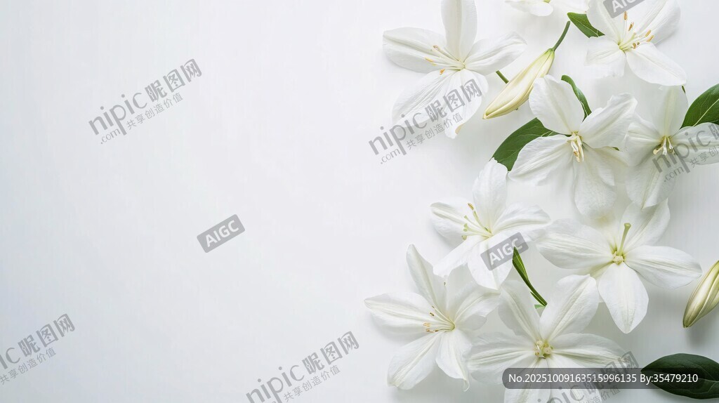 白色素雅茉莉花清新畫面