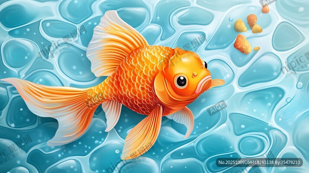 水中暢游的可愛小金魚