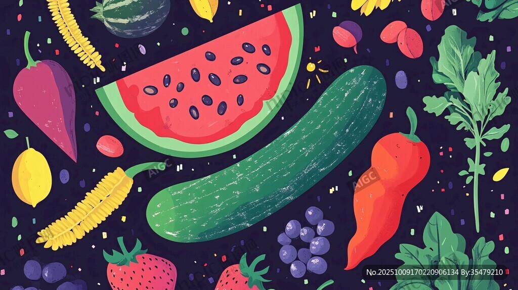繽紛果蔬插畫