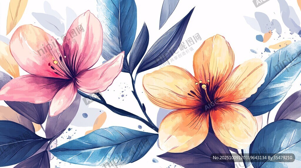 水彩風(fēng)花卉插畫