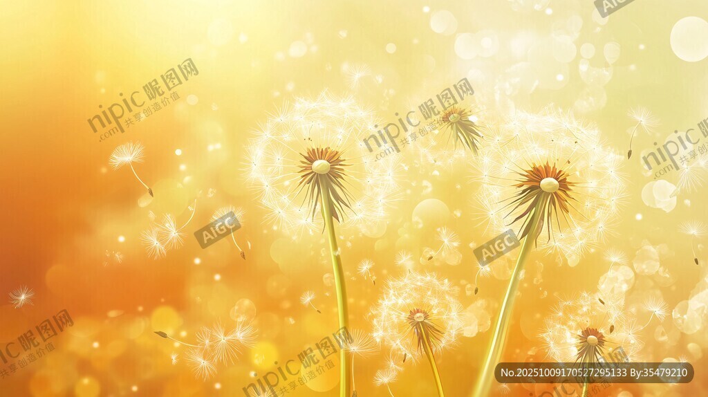 陽(yáng)光下飛舞的蒲公英