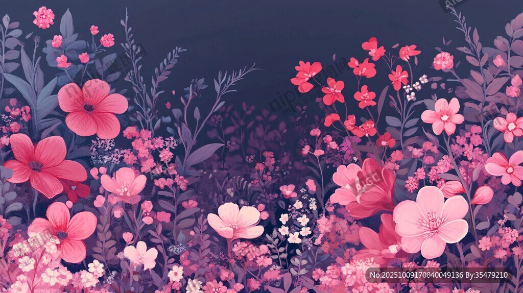 夢幻粉紫花卉背景圖