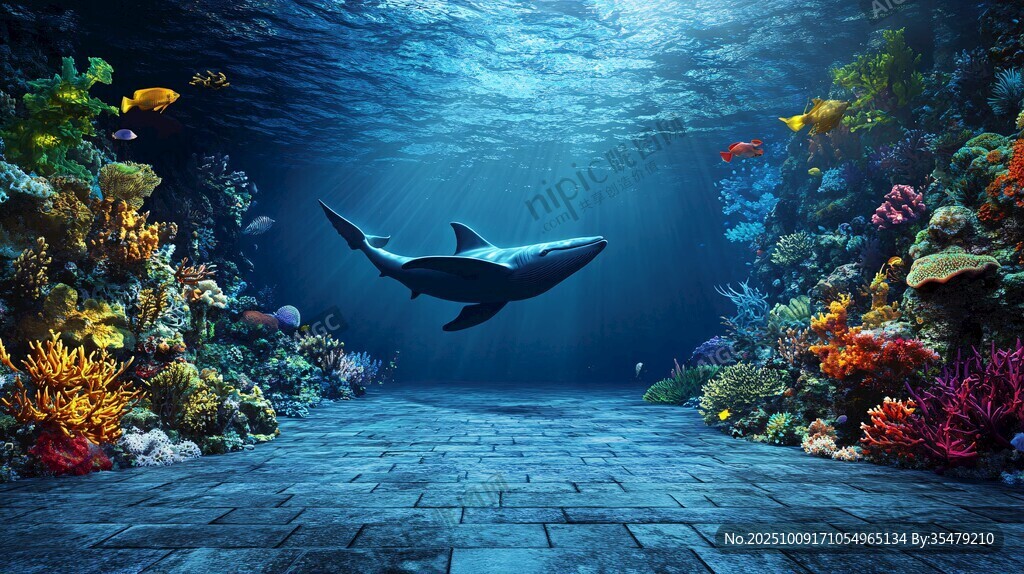 海底奇幻世界 鯊魚與珊瑚