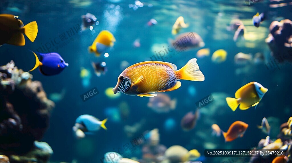 五彩斑斕的海底熱帶魚群