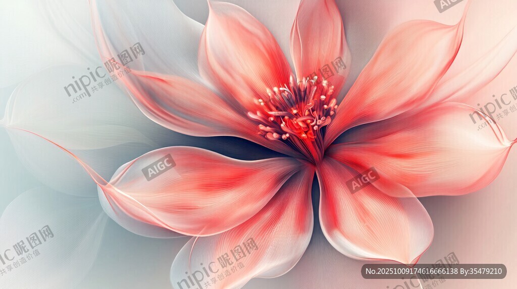 夢幻粉色花朵藝術(shù)插畫