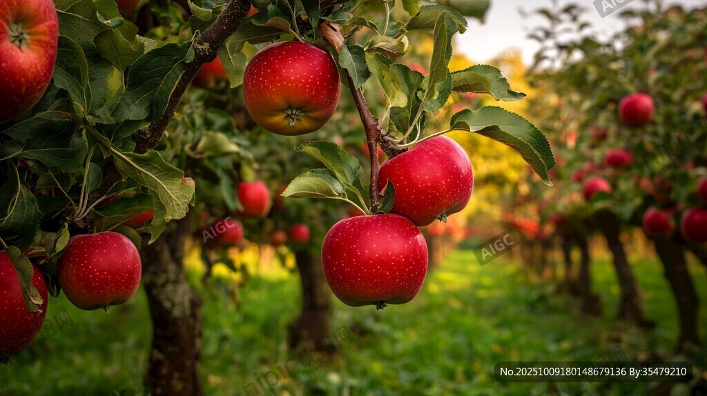 紅蘋(píng)果掛滿果園枝頭