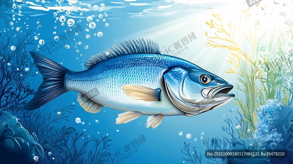 深海藍(lán)魚(yú)暢游奇幻海底世界