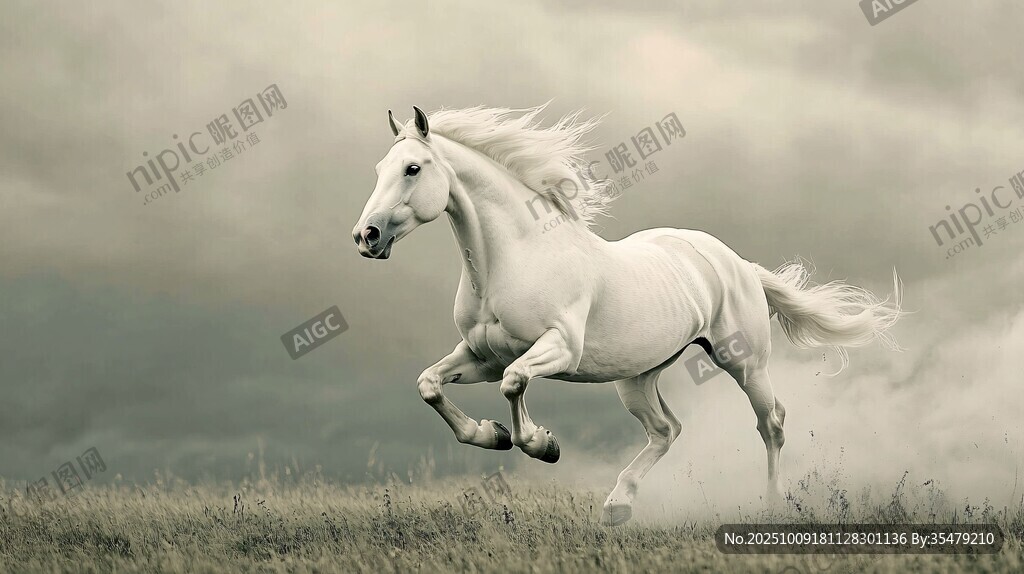 奔騰的白馬在曠野馳騁