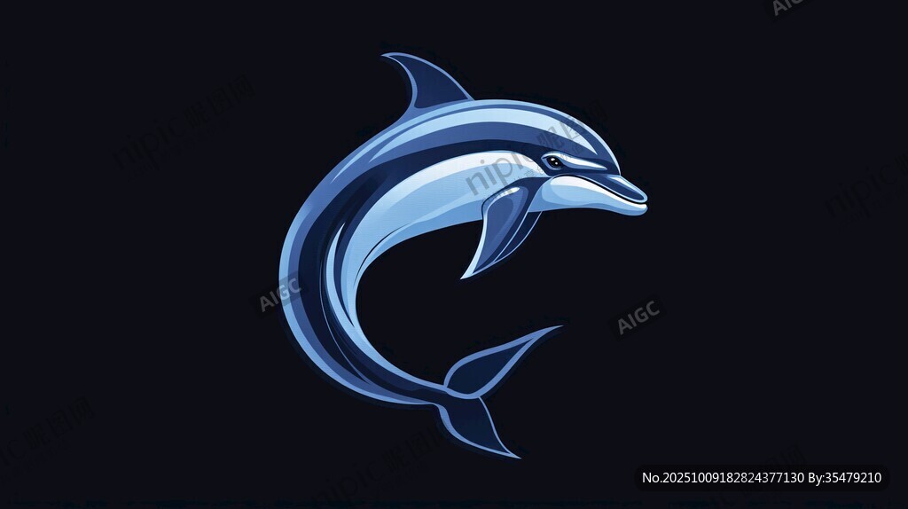 藍(lán)色跳躍海豚插畫(huà)形象