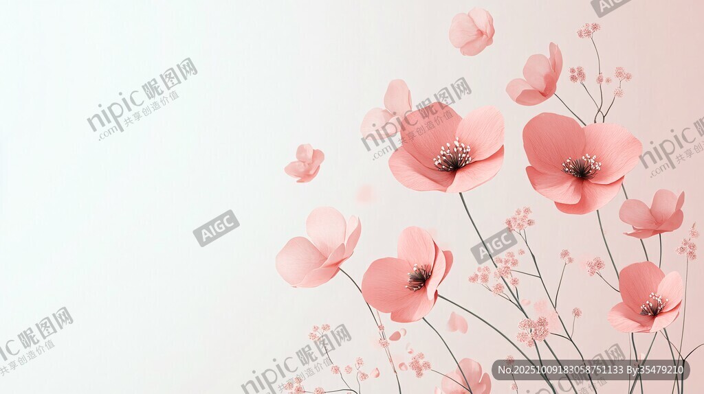 粉色花卉唯美背景圖