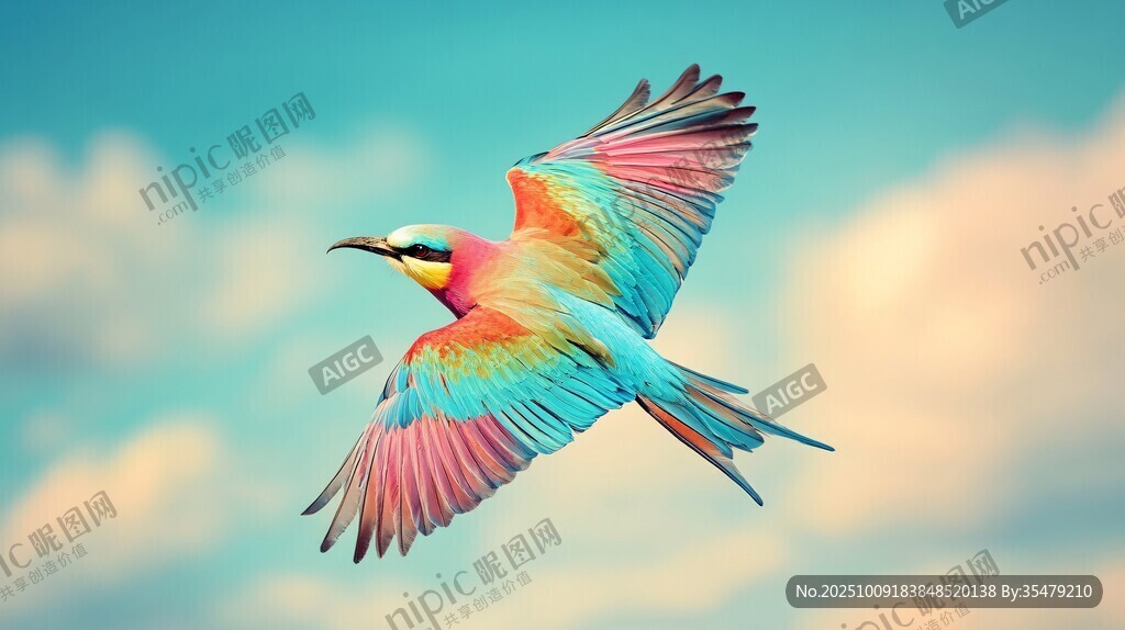 五彩飛鳥(niǎo)翱翔于天際