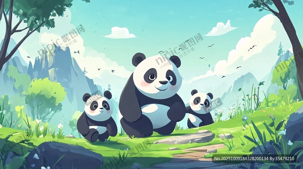 熊貓一家的愜意山林時(shí)光