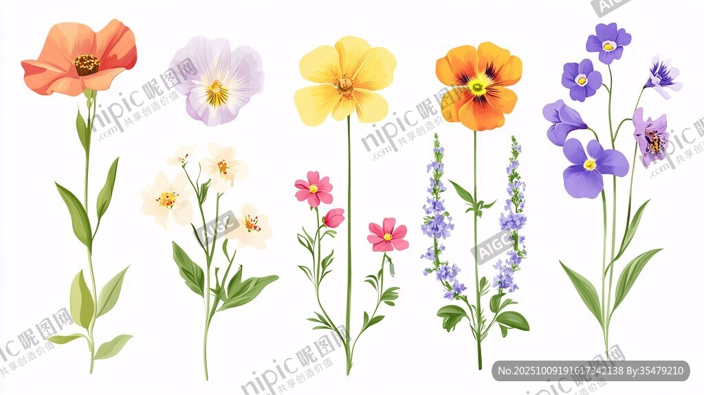 多彩花卉插畫集合